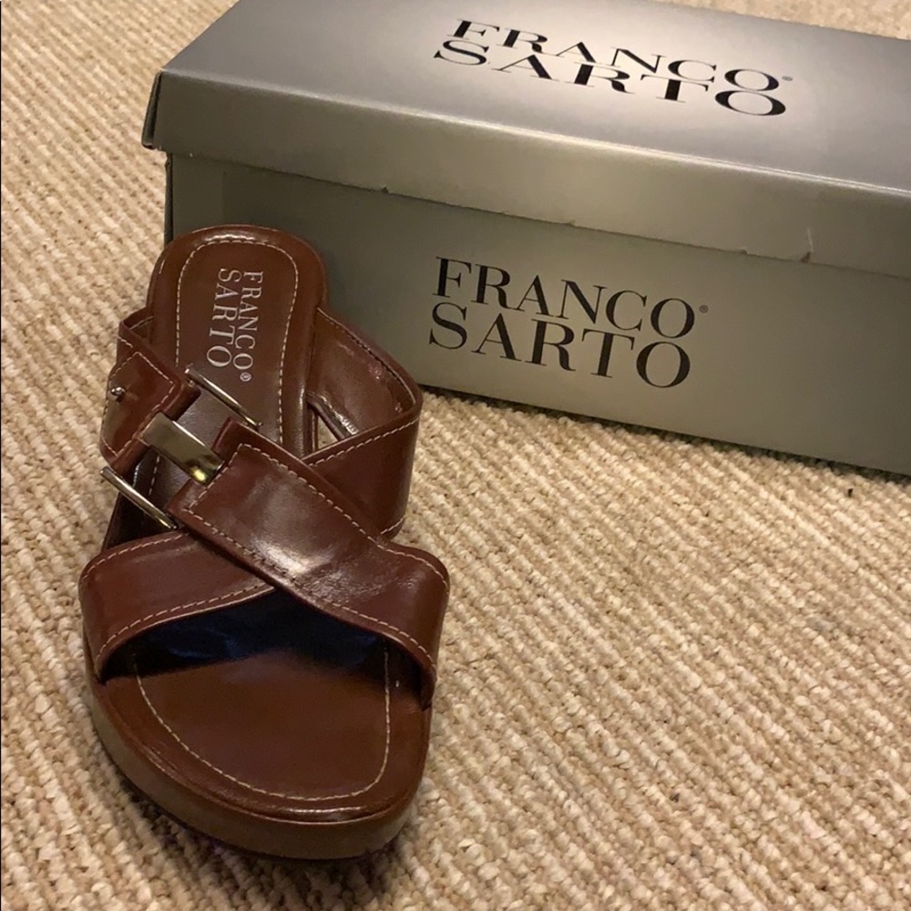 Franco Sarto tobacco leather sandal EUC in box sz8